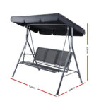 Gardeon Outdoor Swing Chair Garden Bench Furniture Canopy 3 Seater Mesh Black - Image 2