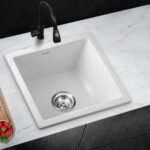 Welba Kitchen Sink Granite Basin Single Bowl 45cmx45cm White - Image 5
