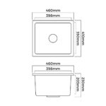 Welba Granite Sink Under/Top Single Bowl 460x410mm - Image 2