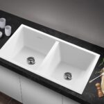 Welba Granite Sink Double Bowl 770mmx450mm White - Image 6