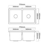 Welba Granite Sink Double Bowl 770mmx450mm White - Image 2