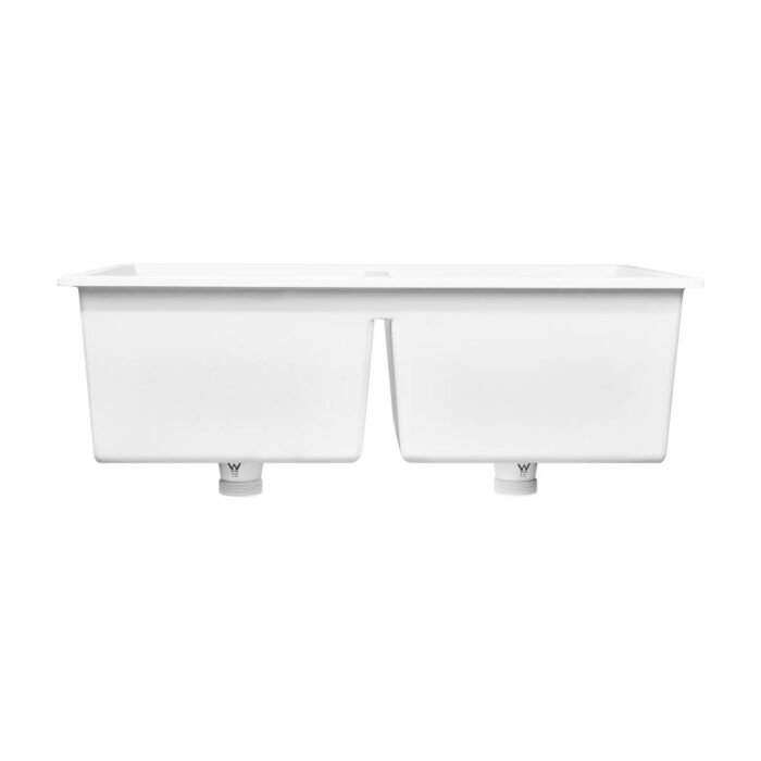 Welba Granite Sink Double Bowl 770mmx450mm White - Image 3