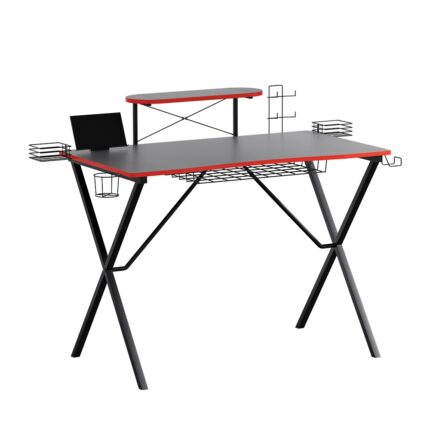 Artiss Gaming Desk Two-Tier Stylish Computer Table Black
