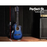Alpha 34 Inch Classical Guitar Wooden Body Nylon String w/ Stand Beignner Blue - Image 3