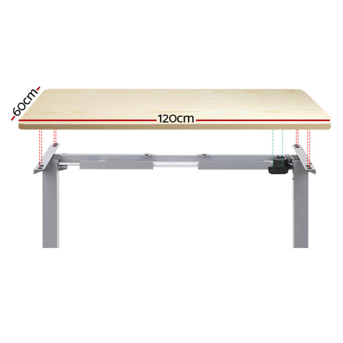 Artiss Standing Desk Motorised 120CM White Oak - Image 3
