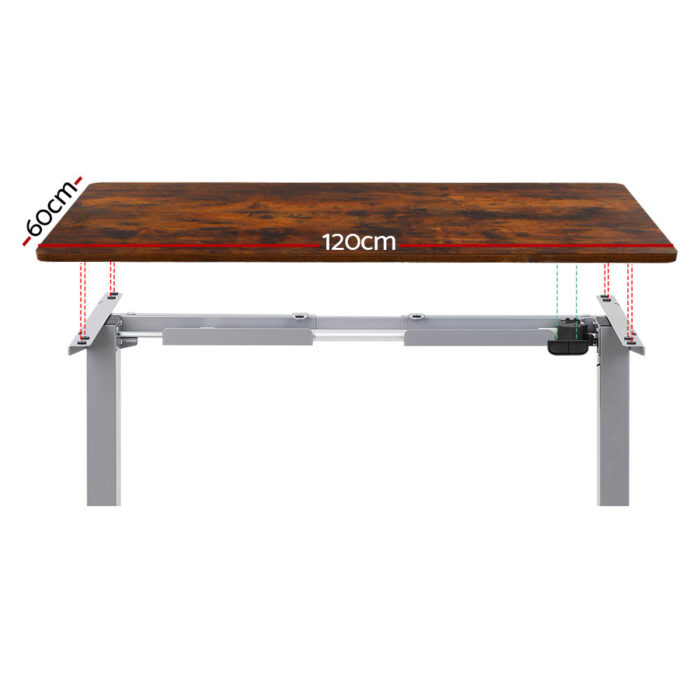 Artiss Standing Desk Motorised 120CM Rustic Brown - Image 3