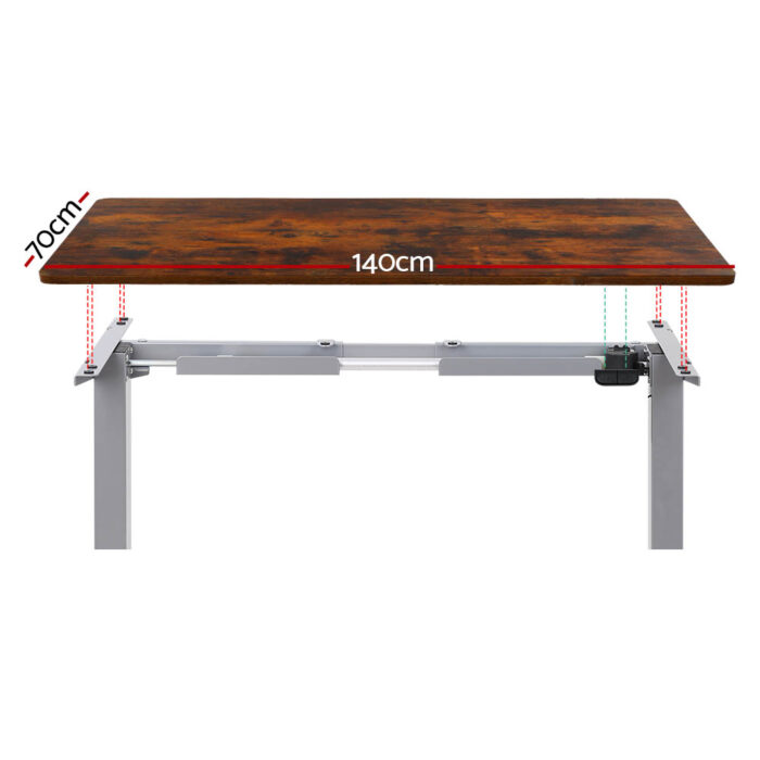Artiss Standing Desk Motorised 140CM Rustic Brown - Image 3