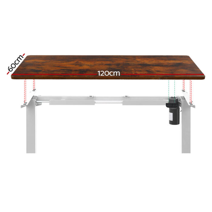 Artiss Standing Desk Motorised Sit Stand Desks Rustic Brown 120CM - Image 3
