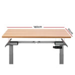 Artiss Standing Desk Adjustable Height Desk Dual Motor Electric Grey Frame Oak Desk Top 140cm - Image 3