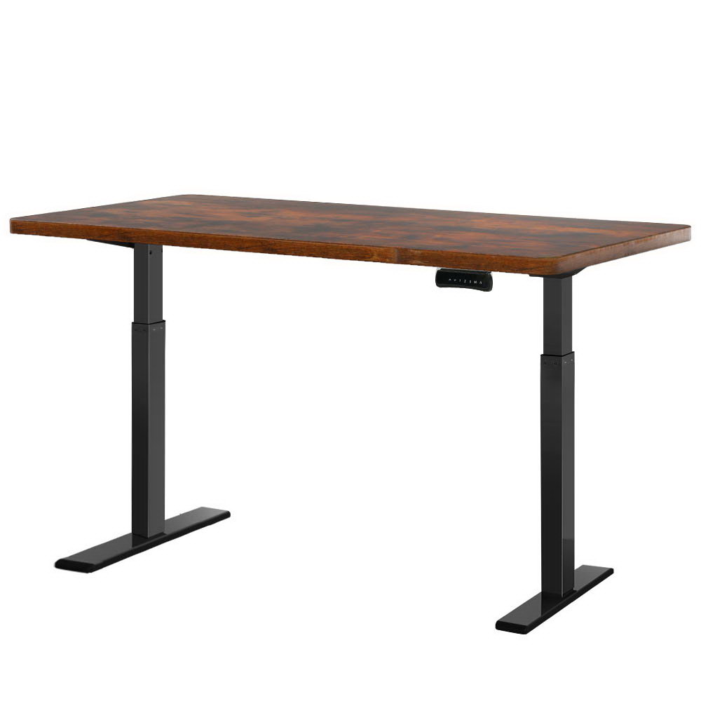 HASD-268-BKDF-RBDB-120-64831-00 Artiss Standing Desk Motorised Dual Motor Rustic Brwon 120CM - Image 1