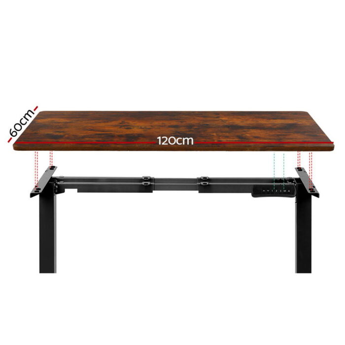 Artiss Standing Desk Motorised Dual Motor Rustic Brwon 120CM - Image 3