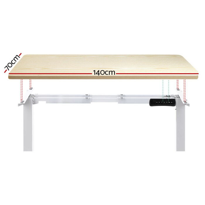 Artiss Standing Desk Motorised Dual Motor 140CM White Oak - Image 3