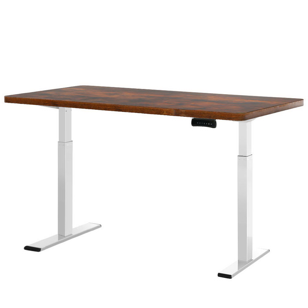 HASD-268-WHDF-RBDB-120-64835-00 Artiss Standing Desk Motorised Dual Motor 120CM Rustic Brwon - Image 1
