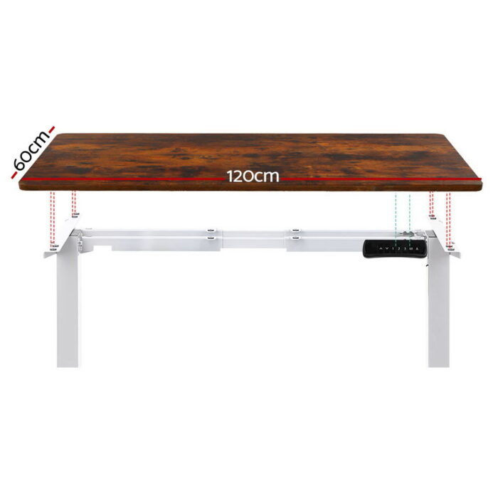 Artiss Standing Desk Motorised Dual Motor 120CM Rustic Brwon - Image 3