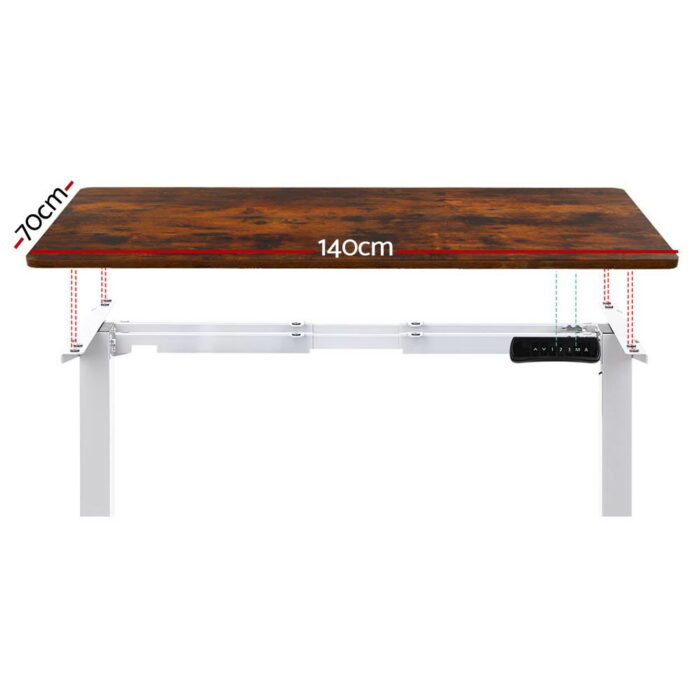 Artiss Motorised Adjustable Standing Desk Frame 140CM Rustic Brown - Image 3
