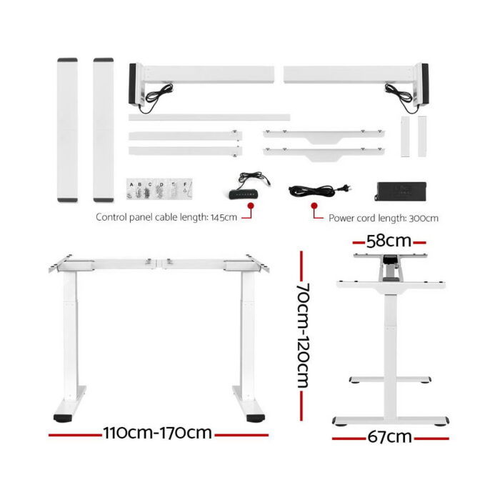 Artiss Motorised Adjustable Standing Desk Frame with Walnut Top - Image 2