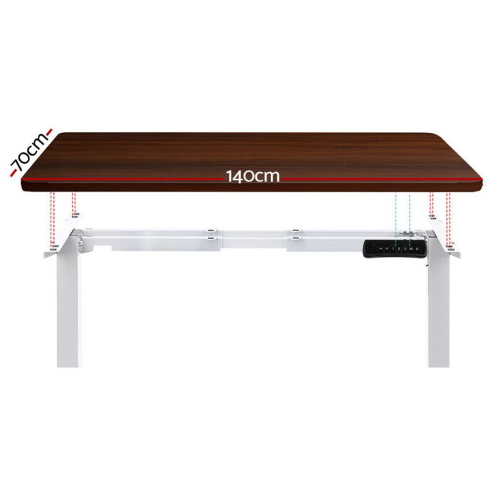 Artiss Motorised Adjustable Standing Desk Frame with Walnut Top - Image 3