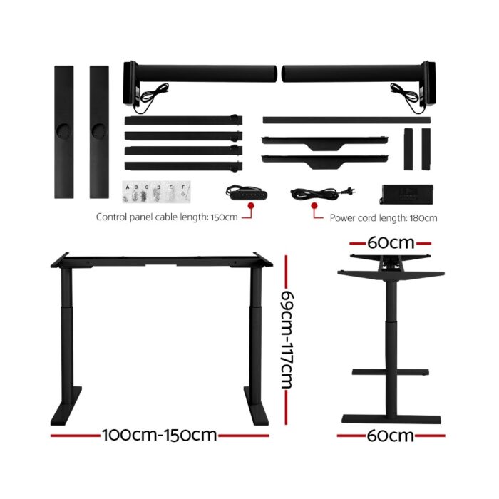 Artiss Standing Desk Motorised Electric Dual Motor Rustic Brown 120CM - Image 2