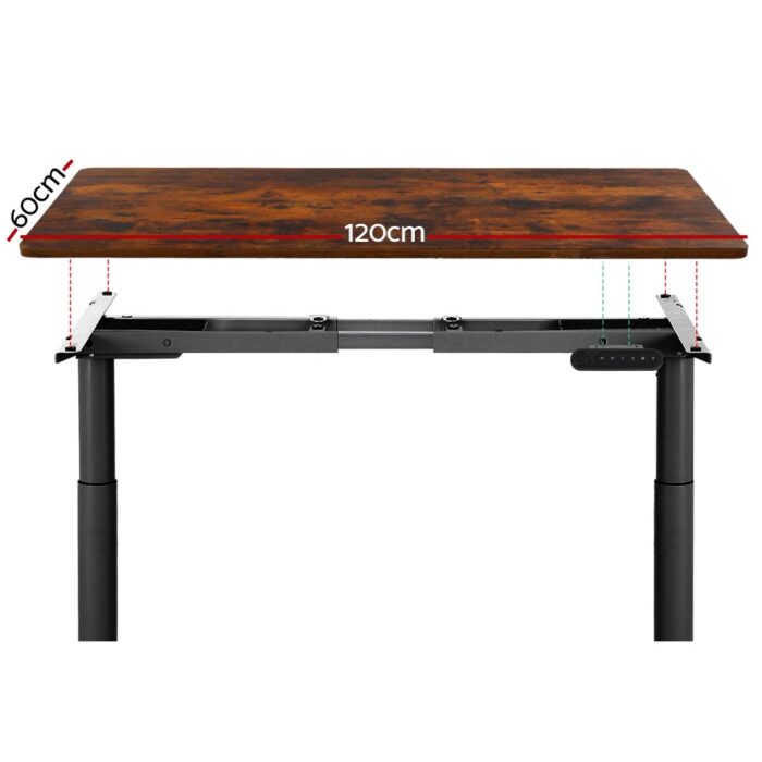 Artiss Standing Desk Motorised Electric Dual Motor Rustic Brown 120CM - Image 3