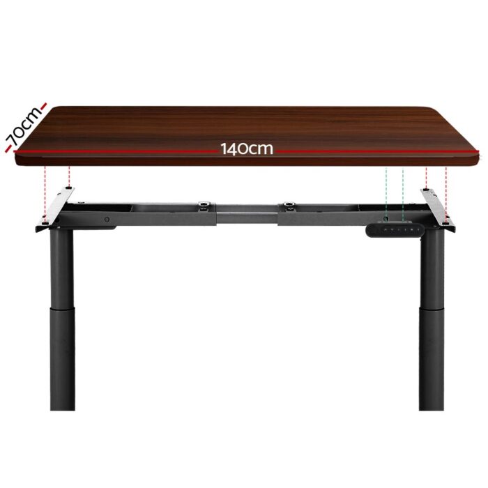 Artiss Motorised Adjustable Standing Desk Dual Motor Walnut 140CM - Image 3