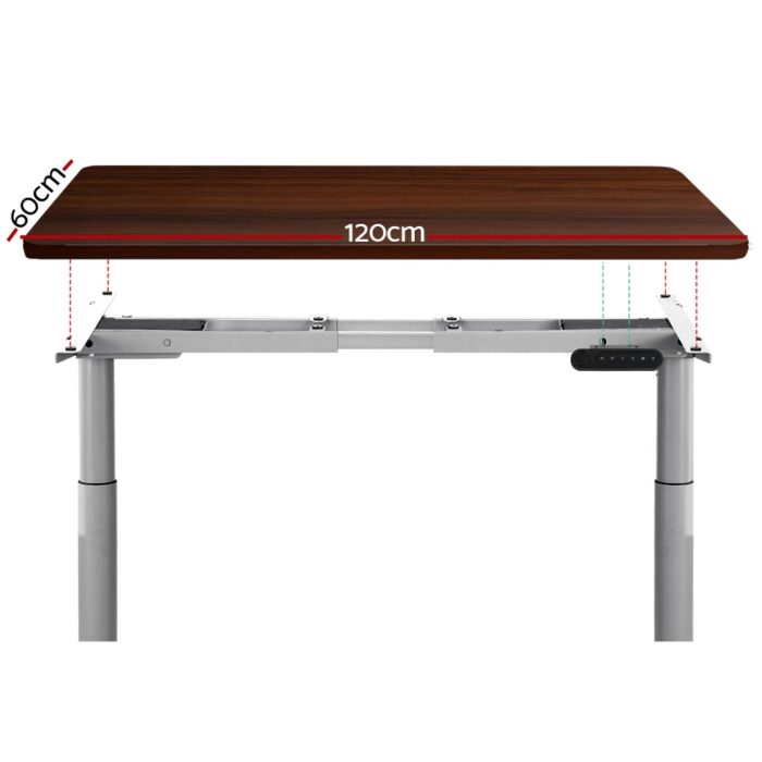 Artiss Electric Standing Desk Motorised Adjustable Sit Stand Desks Grey Walnut - Image 3