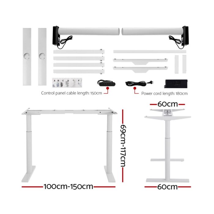 Artiss Motorised Adjustable Standing Desk Dual Motor 140CM White Oak - Image 2