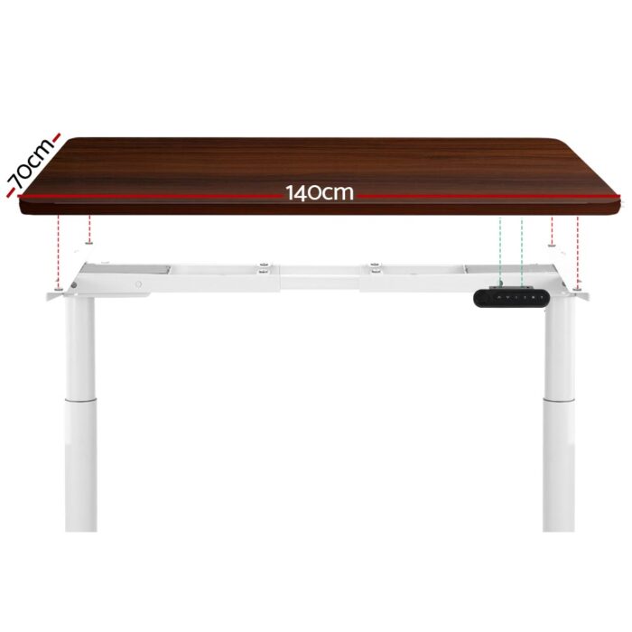 Artiss Motorised Adjustable Standing Desk Dual Motor 140CM Walnut - Image 3