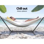 Gardeon Hammock Bed Camping Chair Outdoor Lounge Single Cotton with Stand - Image 4