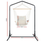 Gardeon Outdoor Hammock Chair with Stand Swing Hanging Hammock Garden Cream - Image 2