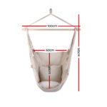 Gardeon Hammock Chair Outdoor Camping Hanging Hammocks Cushion Pillow Cream - Image 2