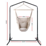 Gardeon Outdoor Hammock Chair with Stand Hanging Hammock with Pillow Cream - Image 2