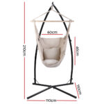 Gardeon Hammock Chair Outdoor Camping Hanging with Steel Stand Cream - Image 2