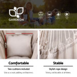 Gardeon Hammock Chair Outdoor Camping Hanging with Steel Stand Cream - Image 4