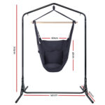 Gardeon Outdoor Hammock Chair with Stand Swing Hanging Hammock with Pillow Grey - Image 2