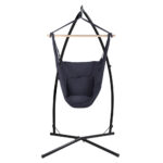 Gardeon Hammock Chair Outdoor Camping Hanging with Steel Stand Grey - Image 3