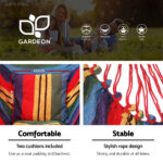 Gardeon Hammock Chair Outdoor Camping Hanging with Steel Stand Rainbow - Image 4