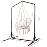 Gardeon Outdoor Hammock Chair with Stand Cotton Swing Relax Hanging 124CM Cream - Image 2
