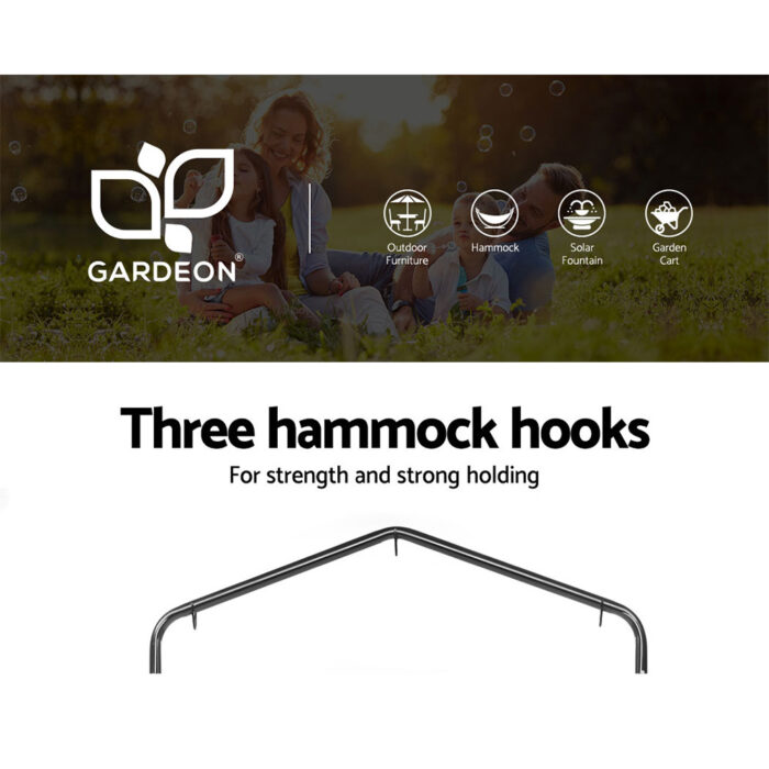 Gardeon Outdoor Hammock Chair with Stand Cotton Swing Relax Hanging 124CM Cream - Image 3