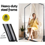 Gardeon Outdoor Hammock Chair with Stand Cotton Swing Relax Hanging 124CM Cream - Image 4