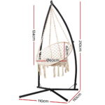 Gardeon Hammock Chair with Steel Stand Macrame Outdoor Swinging Cream - Image 2
