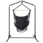 Gardeon Outdoor Hammock Chair with Stand Tassel Hanging Rope Hammocks Grey - Image 3