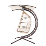 Gardeon Outdoor Egg Swing Chair Wicker Furniture Pod Stand Canopy 2 Seater Latte - Image 4