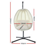 Gardeon Outdoor Egg Swing Chair Patio Furniture Pod Stand Canopy Foldable Cream - Image 2