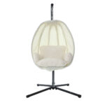 Gardeon Outdoor Egg Swing Chair Patio Furniture Pod Stand Canopy Foldable Cream - Image 3