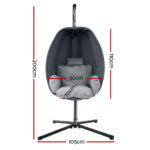 Gardeon Outdoor Egg Swing Chair Patio Furniture Pod Stand Canopy Foldable Grey - Image 2