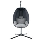 Gardeon Outdoor Egg Swing Chair Patio Furniture Pod Stand Canopy Foldable Grey - Image 3