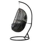 Gardeon Outdoor Egg Swing Chair Wicker Rattan Furniture Pod Stand Cushion Black - Image 4