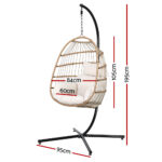 Gardeon Outdoor Egg Swing Chair Wicker Rope Furniture Pod Stand Foldable Yellow - Image 2