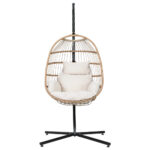 Gardeon Outdoor Egg Swing Chair Wicker Rope Furniture Pod Stand Foldable Yellow - Image 3