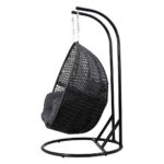 Gardeon Outdoor Egg Swing Chair Hanging Pod Chair Wicker Cushion 2 Person Grey - Image 4